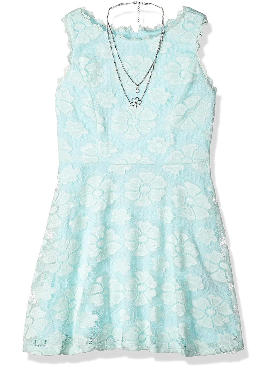 Amy Byer Girls 7-16 Sleeveless Dress with Necklace