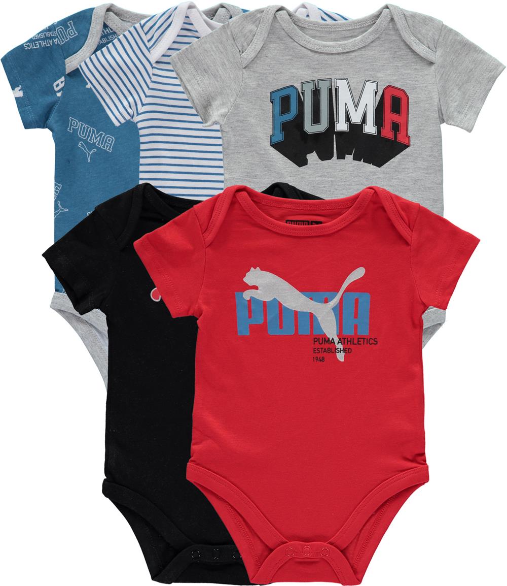 PUMA Boys 0-9 Months Short Sleeve 5-Pack Bodysuit