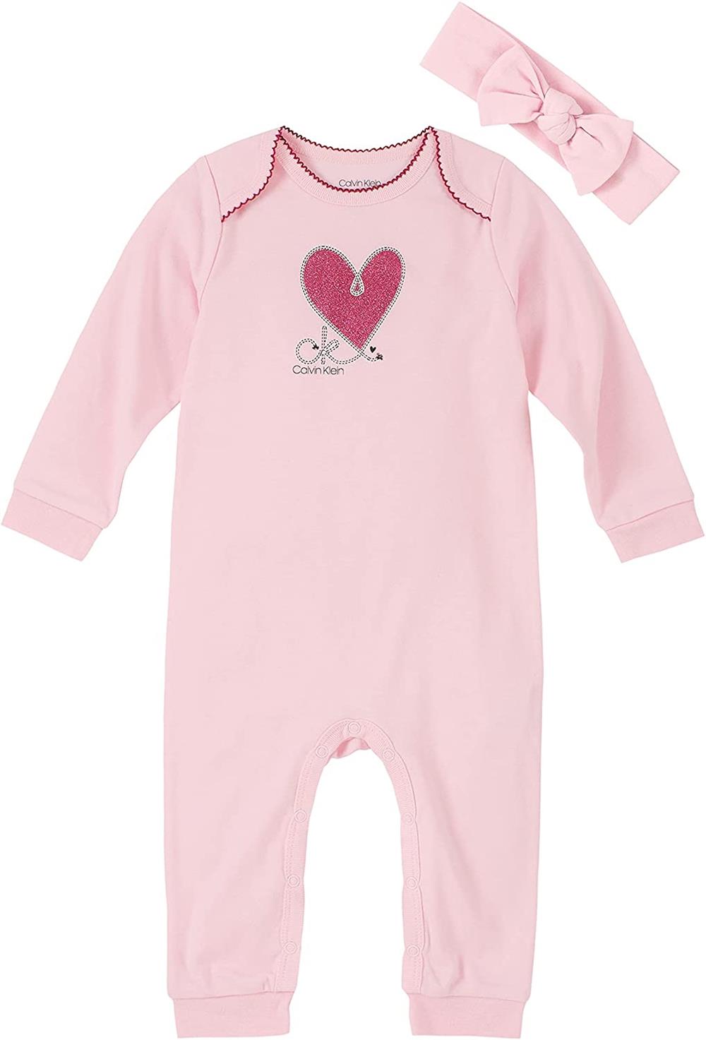 Calvin Klein Girls 12-24 Months Heart Coverall with Headband