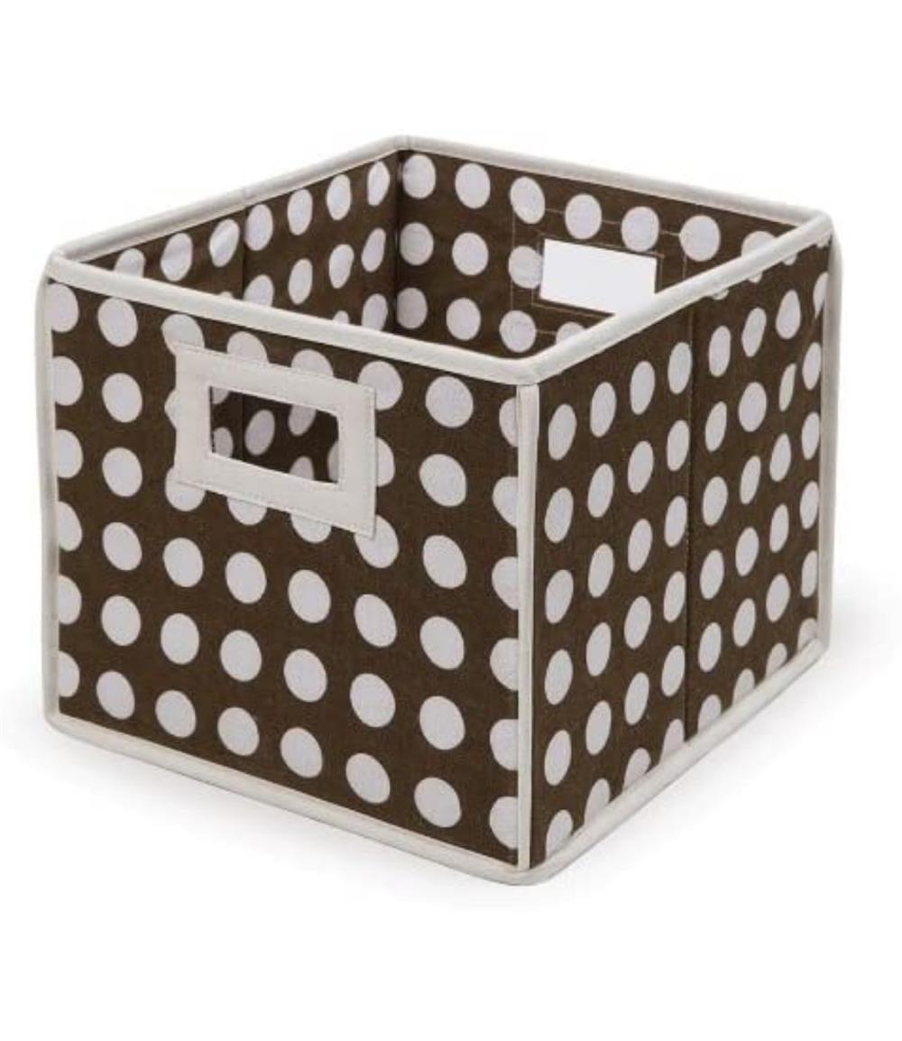 Badger Basket Folding Basket/Storage Cube - Brown Polka