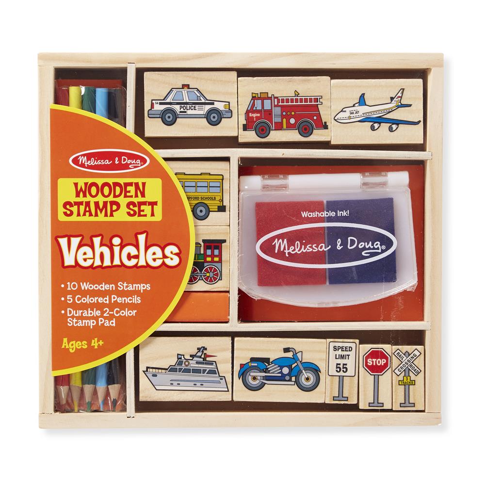 Melissa and Doug Wooden Stamp Set - Vehicles