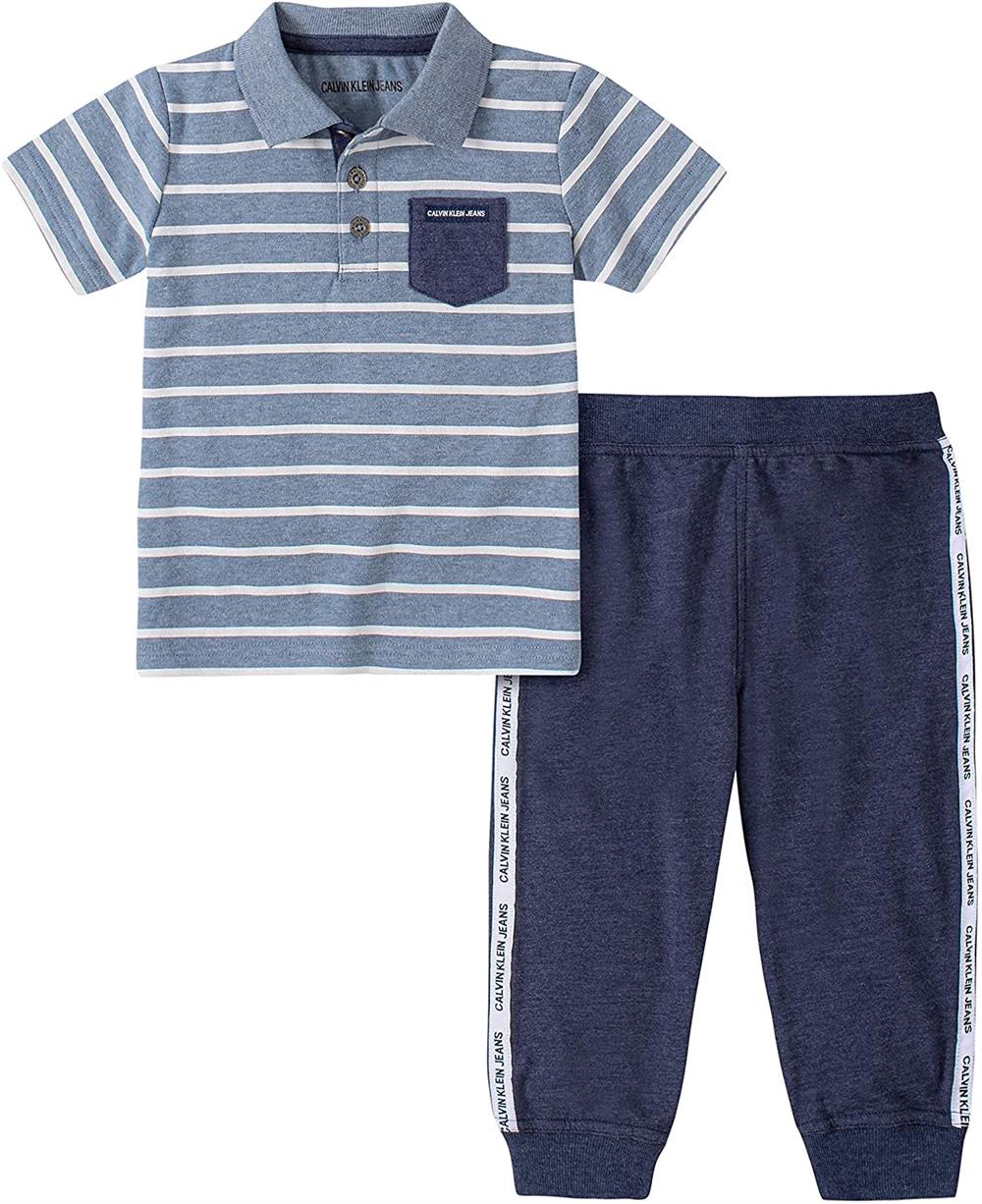 Calvin Klein Stripe Polo Fleece Pant Set