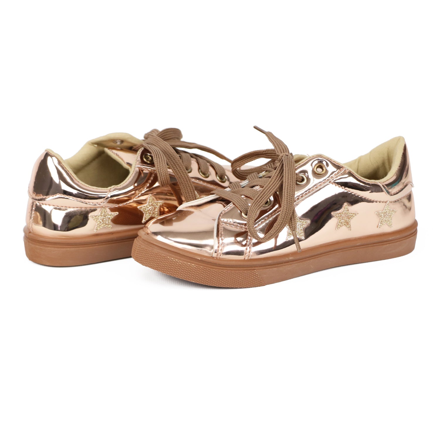 Olivia Miller Girls 11-5 High Shine Metallic Star Sneaker