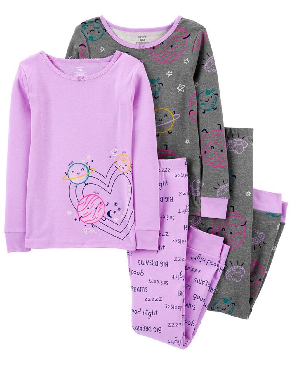 Carters 4-Piece Space Hearts 100% Snug Fit Cotton PJs