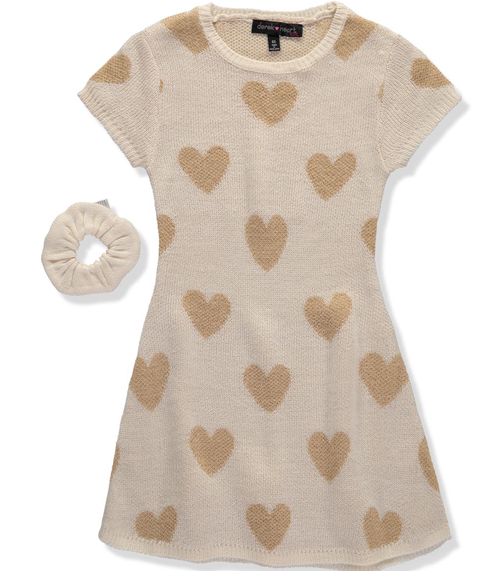 Derek Heart Girls 2T-4T Sweater Dress with Matching Scrunchie