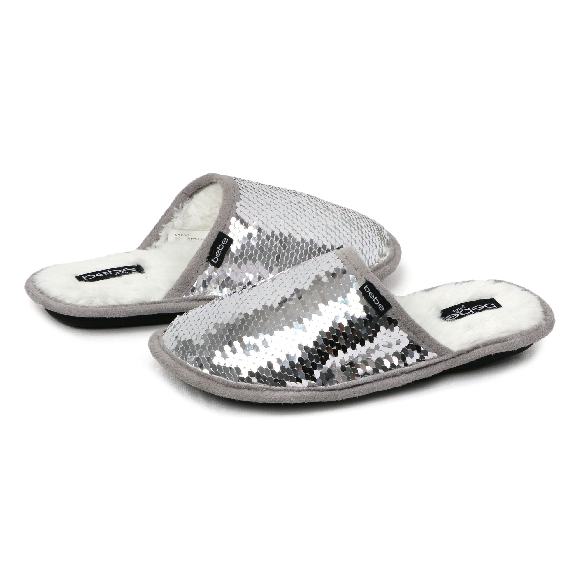 Bebe Girls Plush Flip Sequin Slippers (Little Kid)