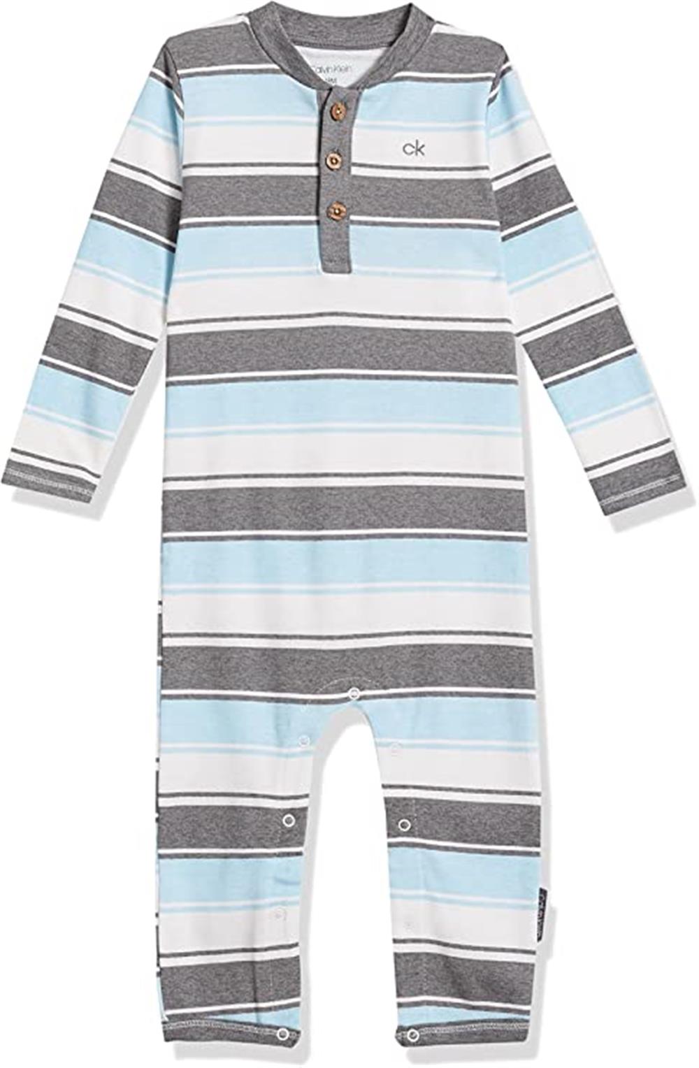 Calvin Klein Boys Striped Henley Coverall