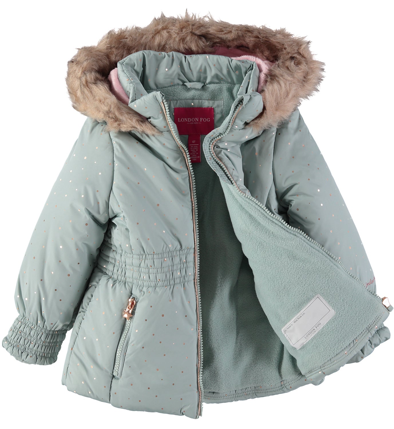 London Fog Girls 2T-4T Foil Dot Smock Parka Jacket