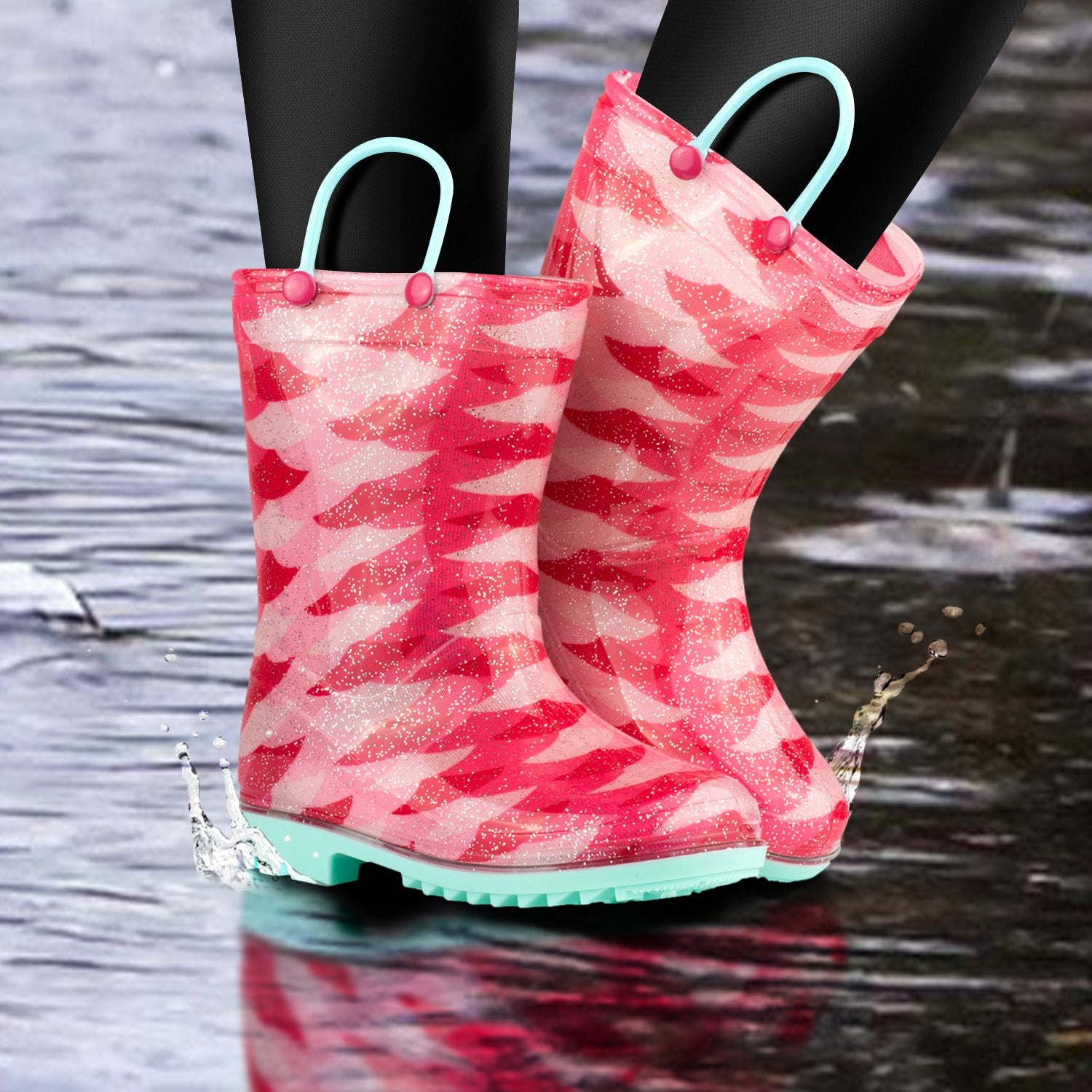 Lilly Of New York Girls 11-3 Pink Mermaid Rainboot