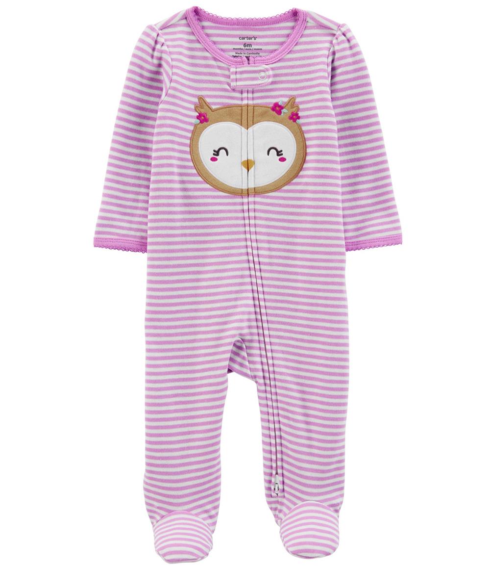 Carters Girls 0-9 Months Owl 2-Way Zip Cotton Sleep & Play