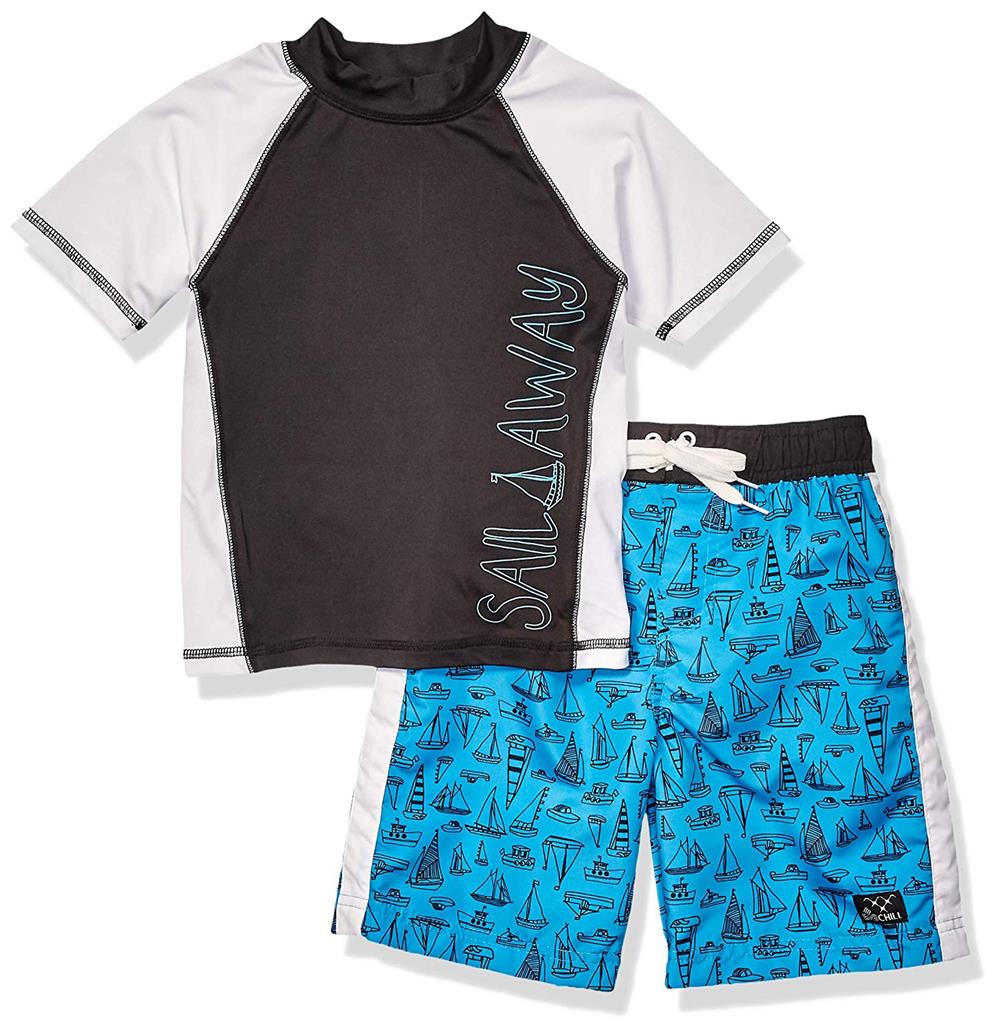 Big Chill Boys 4-7 Sail Rash Guard Swim Set