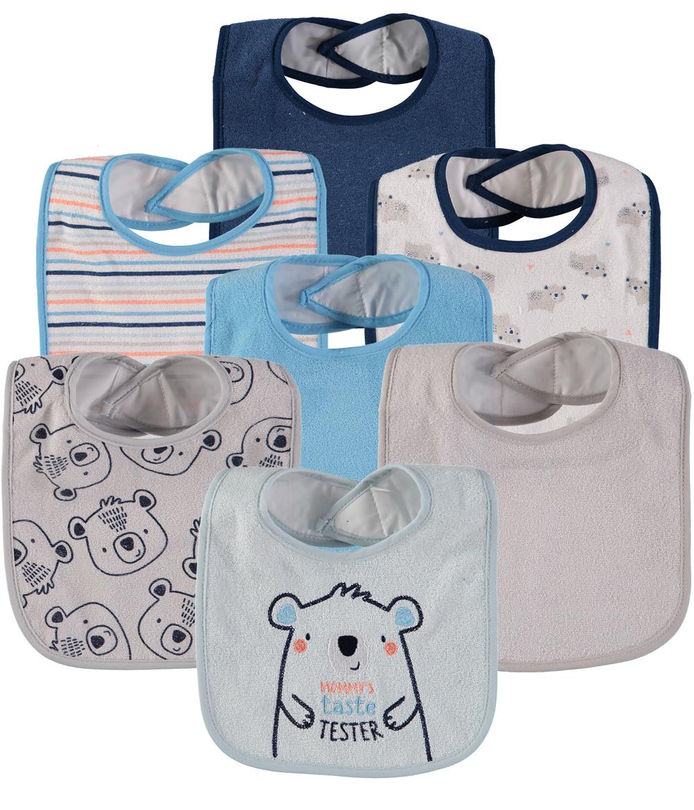 Bon Bebe Baby Boys 7-Pack Bibs with Waterproof Backing