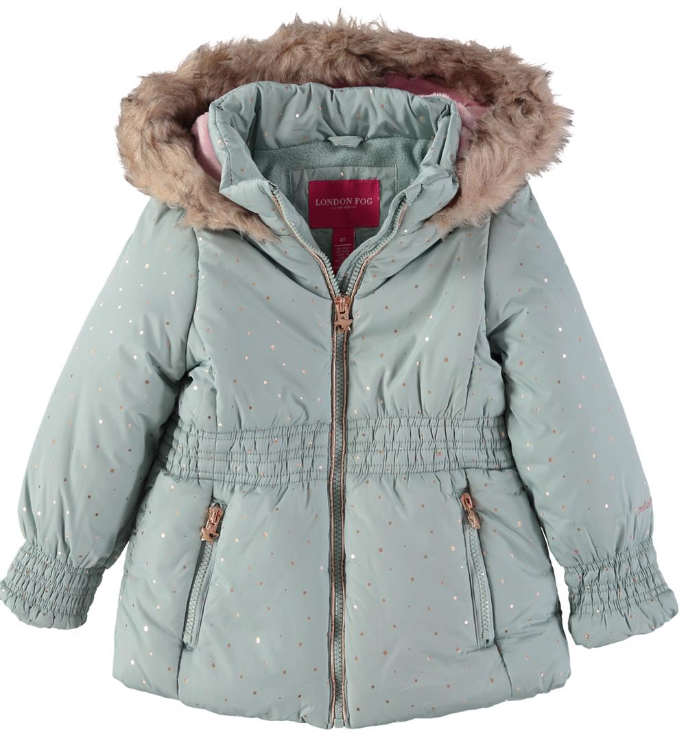 London Fog Girls 2T-4T Foil Dot Smock Parka Jacket