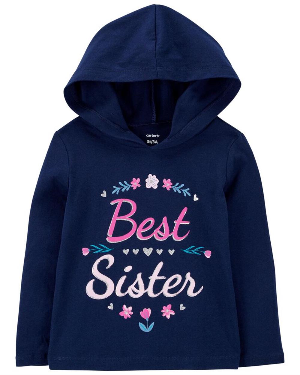 Carters Best Sister Hooded Long Sleeve Tee