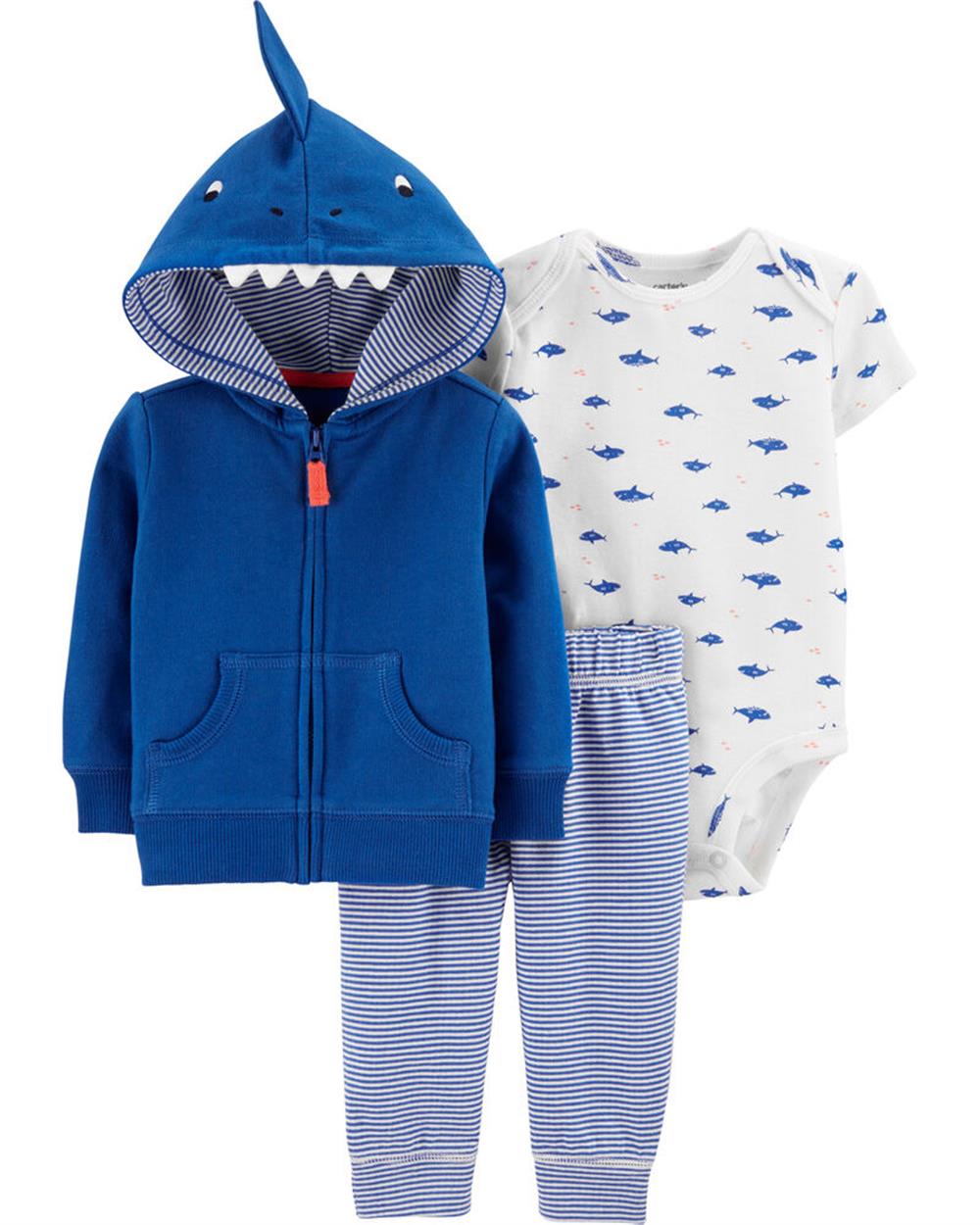 Carters Boys 0-24 Months Shark 3-Piece Cardigan Set