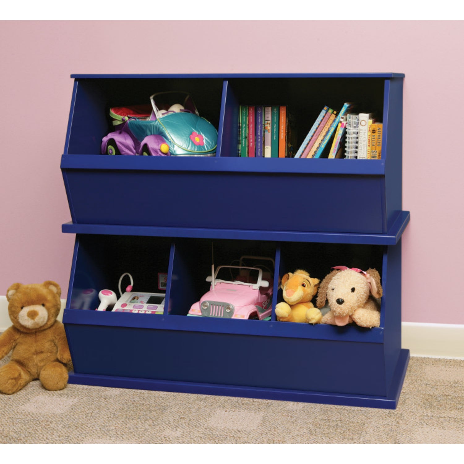 Badger Basket Two Bin Stackable Storage Cubby – Blue