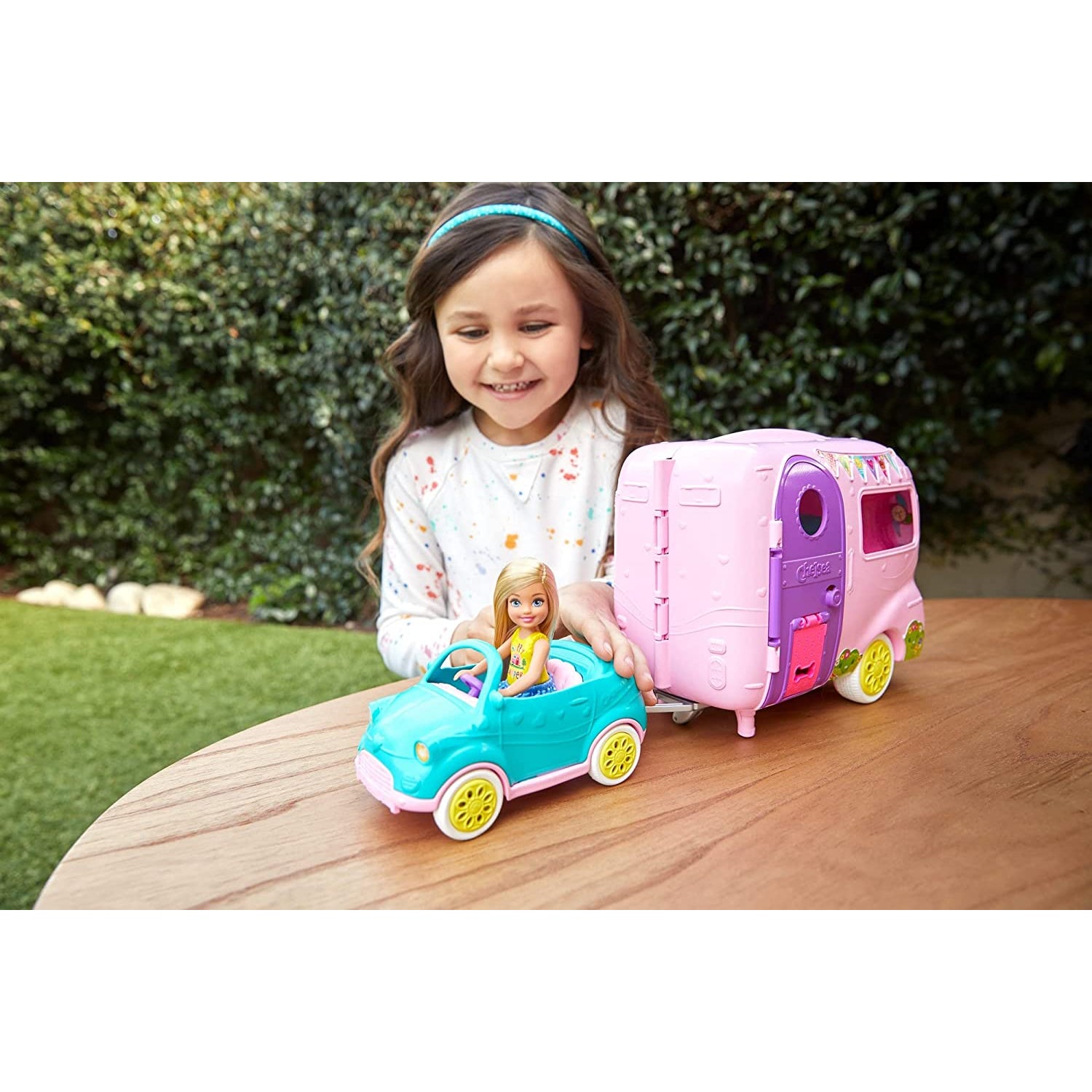 Mattel Barbie Club Chelsea Mattel Barbie Club Chelsea Toy Car & Camper Playset, Blonde Chelsea Small Doll, Puppy & 10+ Accessories, Unhitch & Open for Campsite