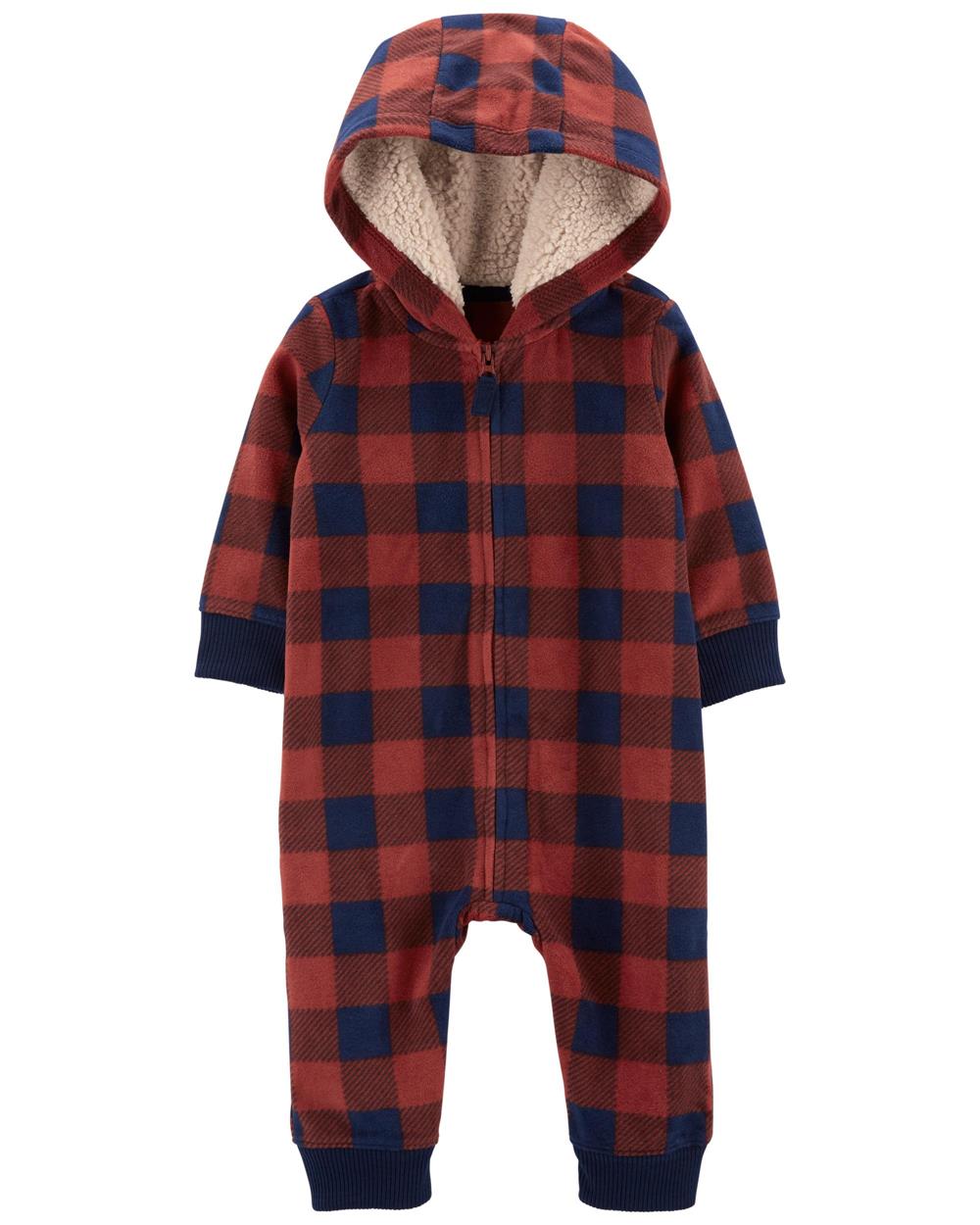 Carters Boys 0-9 Months Plaid Hooded Jumpsuit