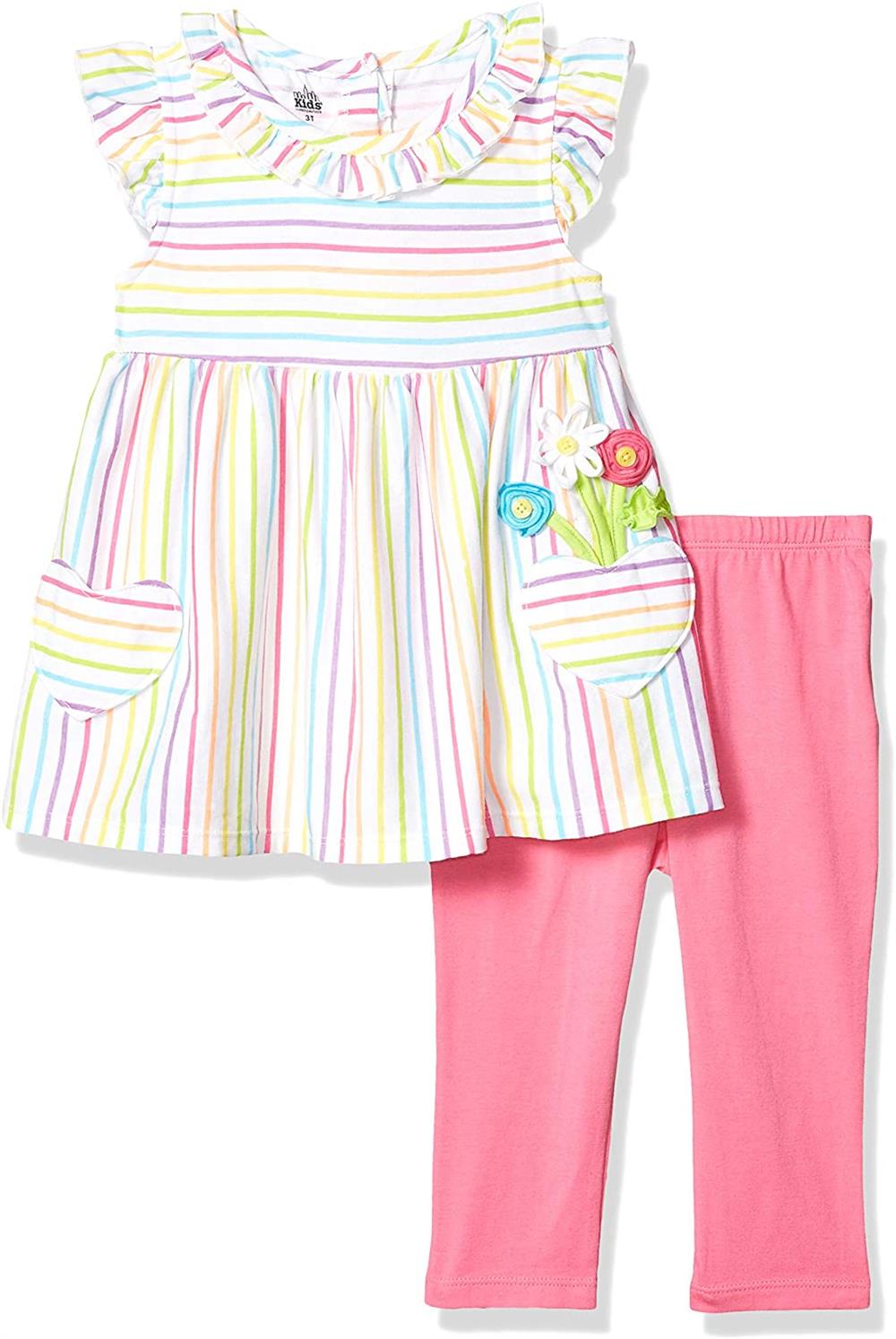 Kids Headquarters Girls 2T-4T Stripe Tunic Legging Set