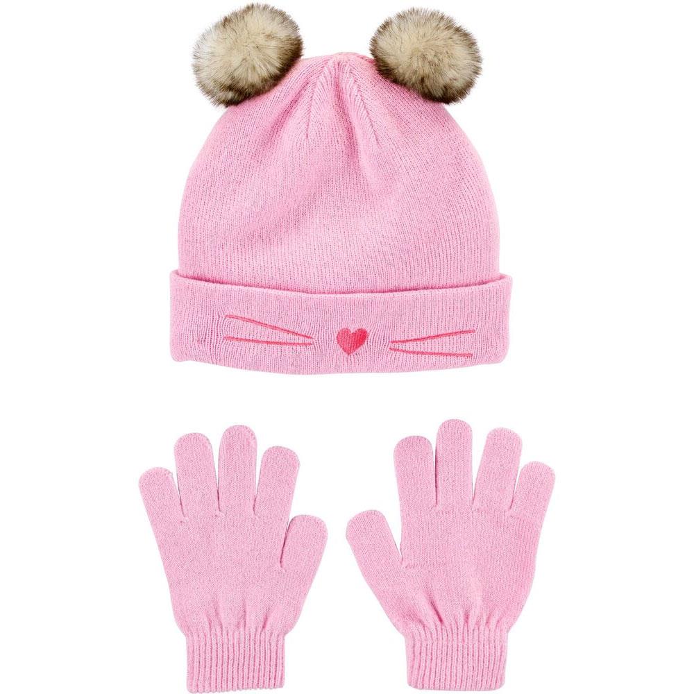 Carters Girls Pom Kitty Hat Glove Set