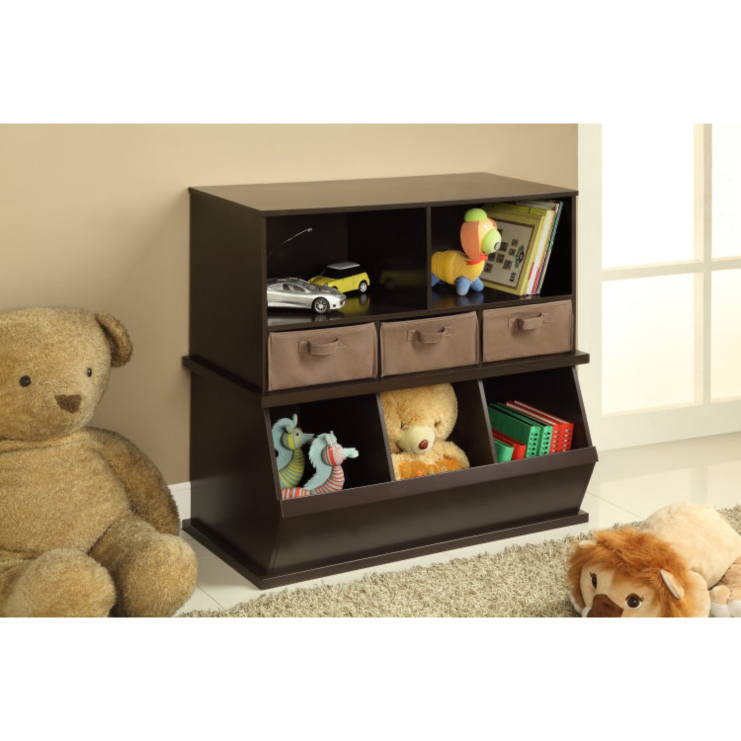 Badger Basket Three Bin Stackable Storage Cubby – Espresso