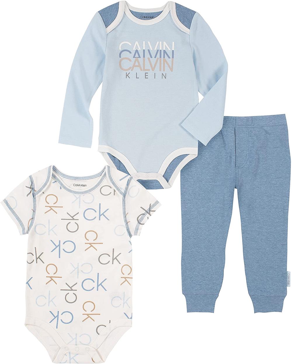 Calvin Klein Boys 0-9 Months 3-Piece Bodysuit Pant Set