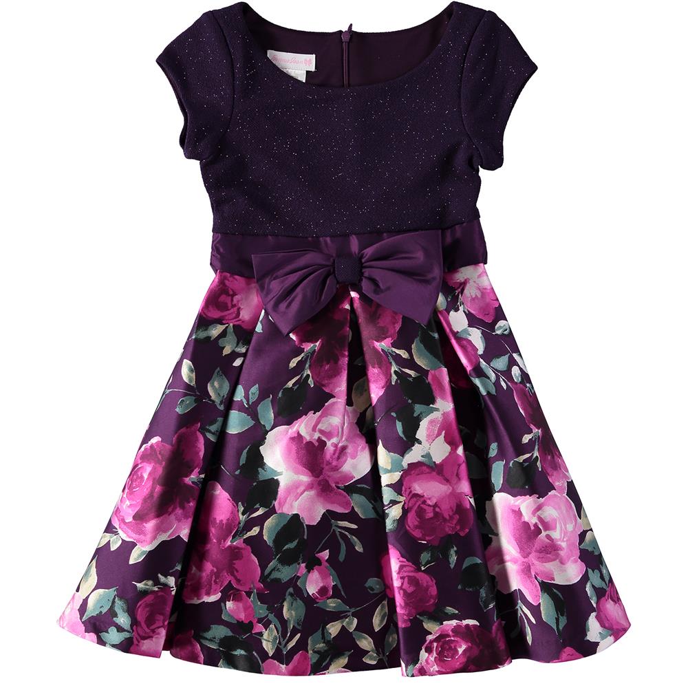 Bonnie Jean Girls 7-16 Glitter Bow Floral Dress