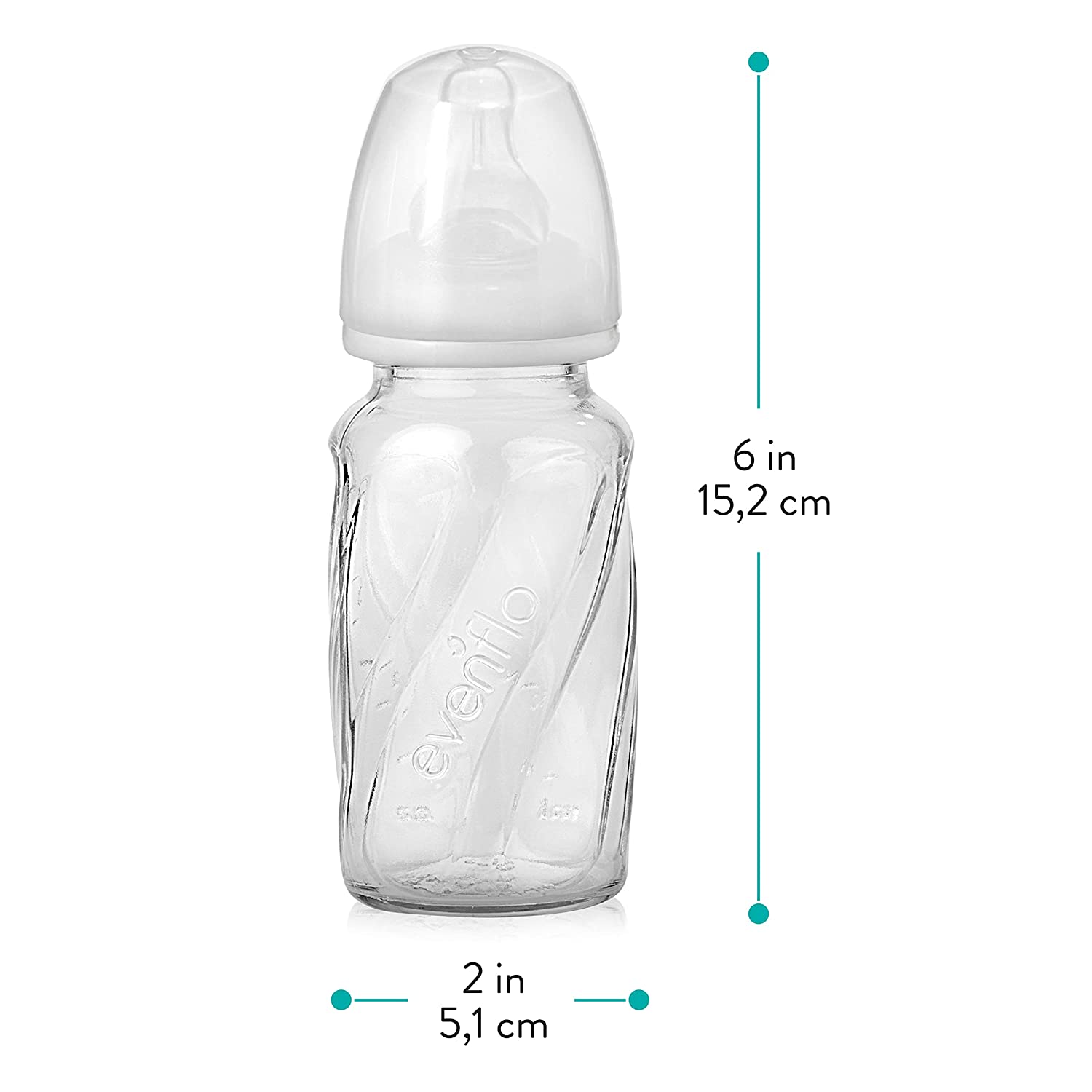 Evenflo Feeding Glass Premium Proflo Vented Plus Bottles, Clear, 4 Ounce (Pack of 6)