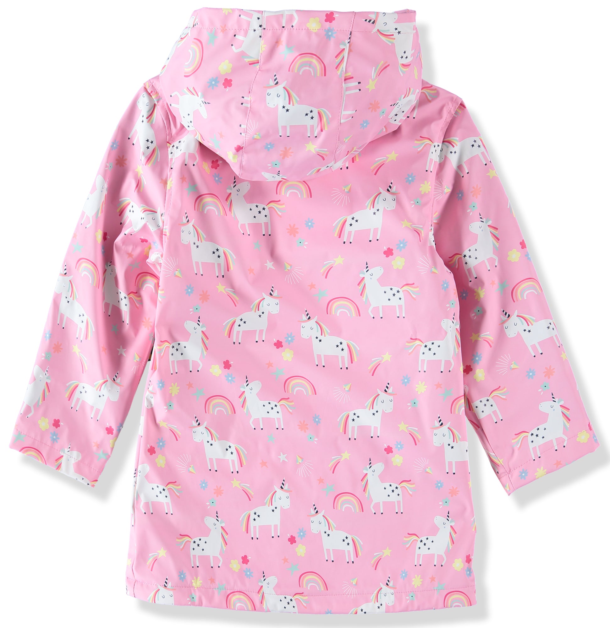 Pink Platinum Unicorn Rainbow Zip Hood Raincoat