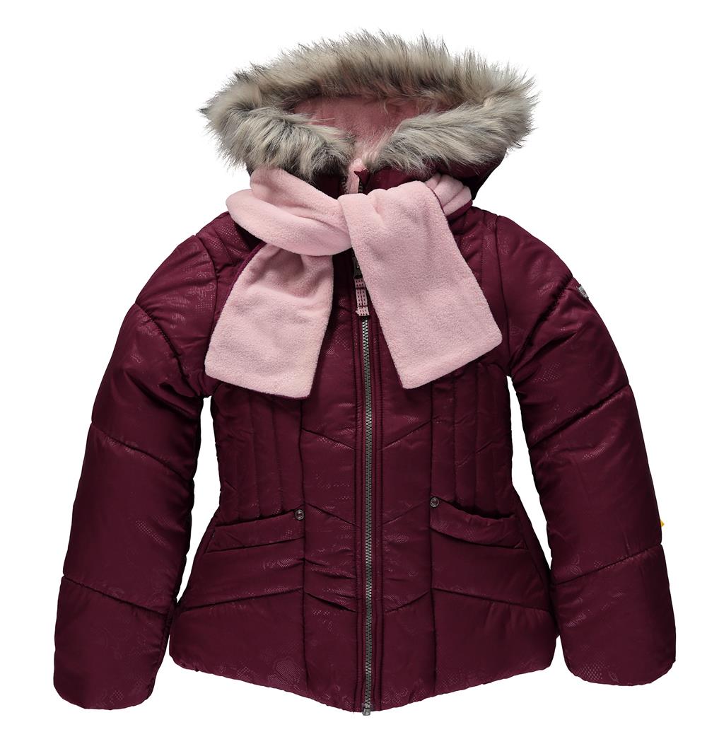 London Fog Girls Puffer Jacket with Scarf