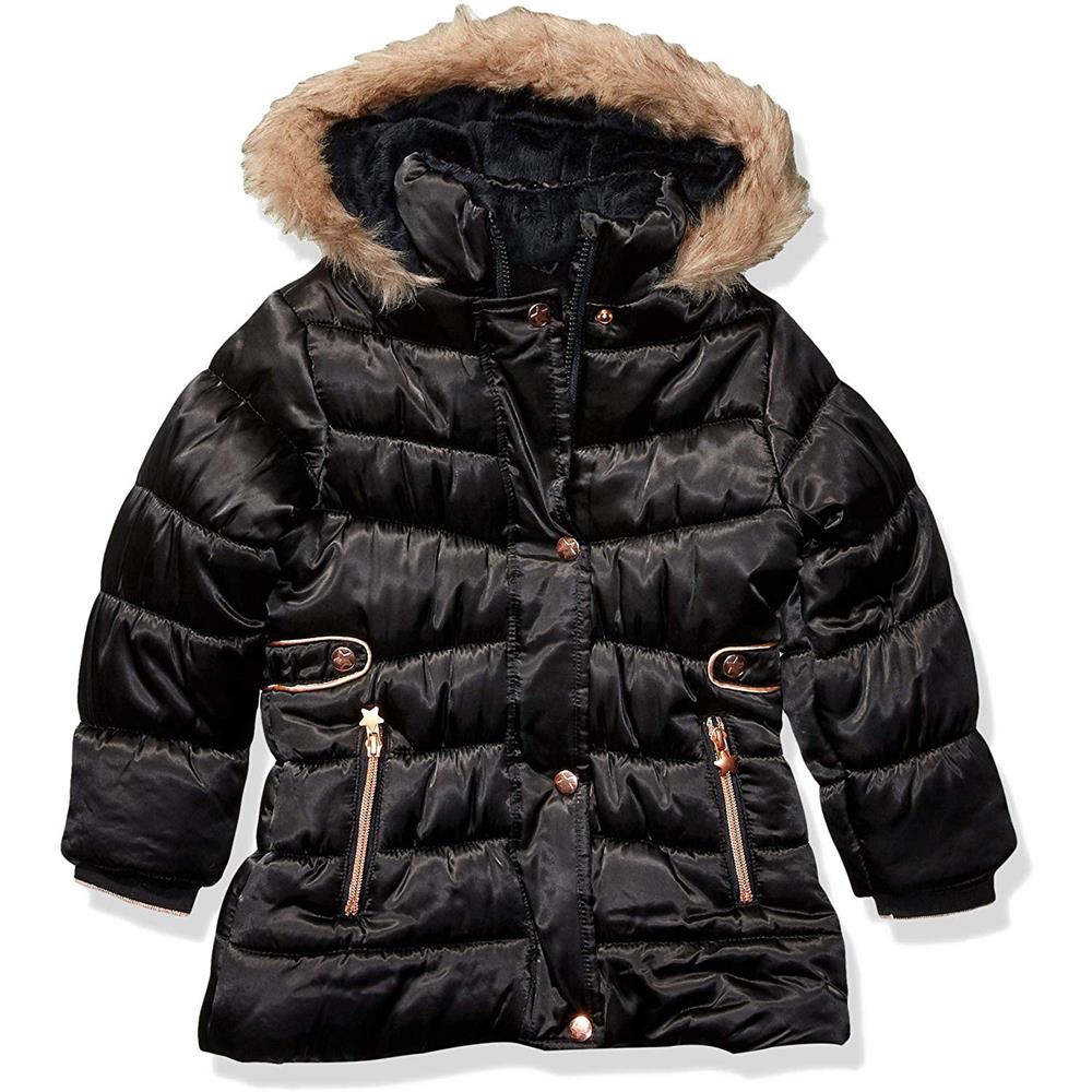 London Fog Girls Fur Satin Parka