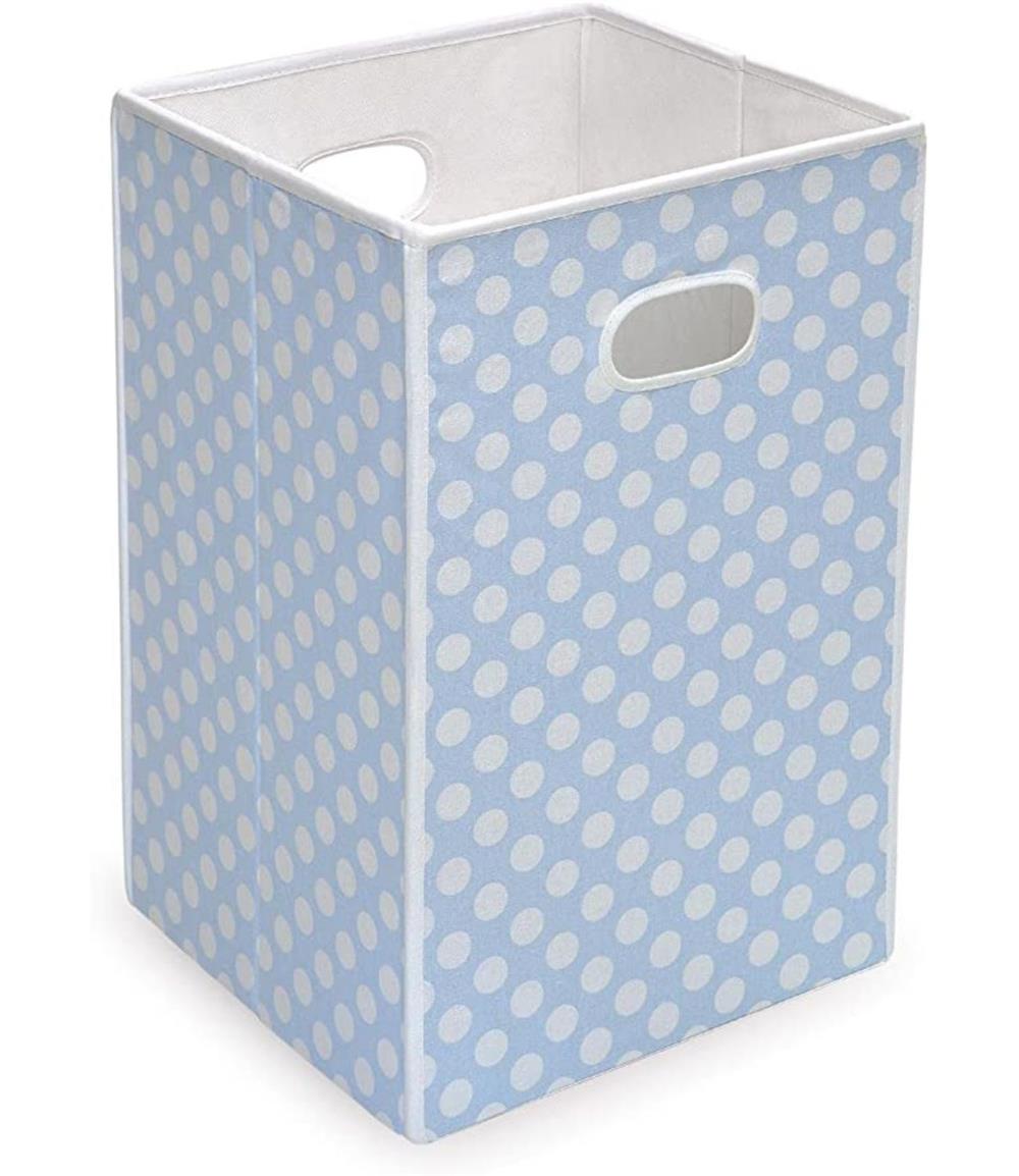 Badger Basket Folding Hamper Storage Bin -Blue Dot