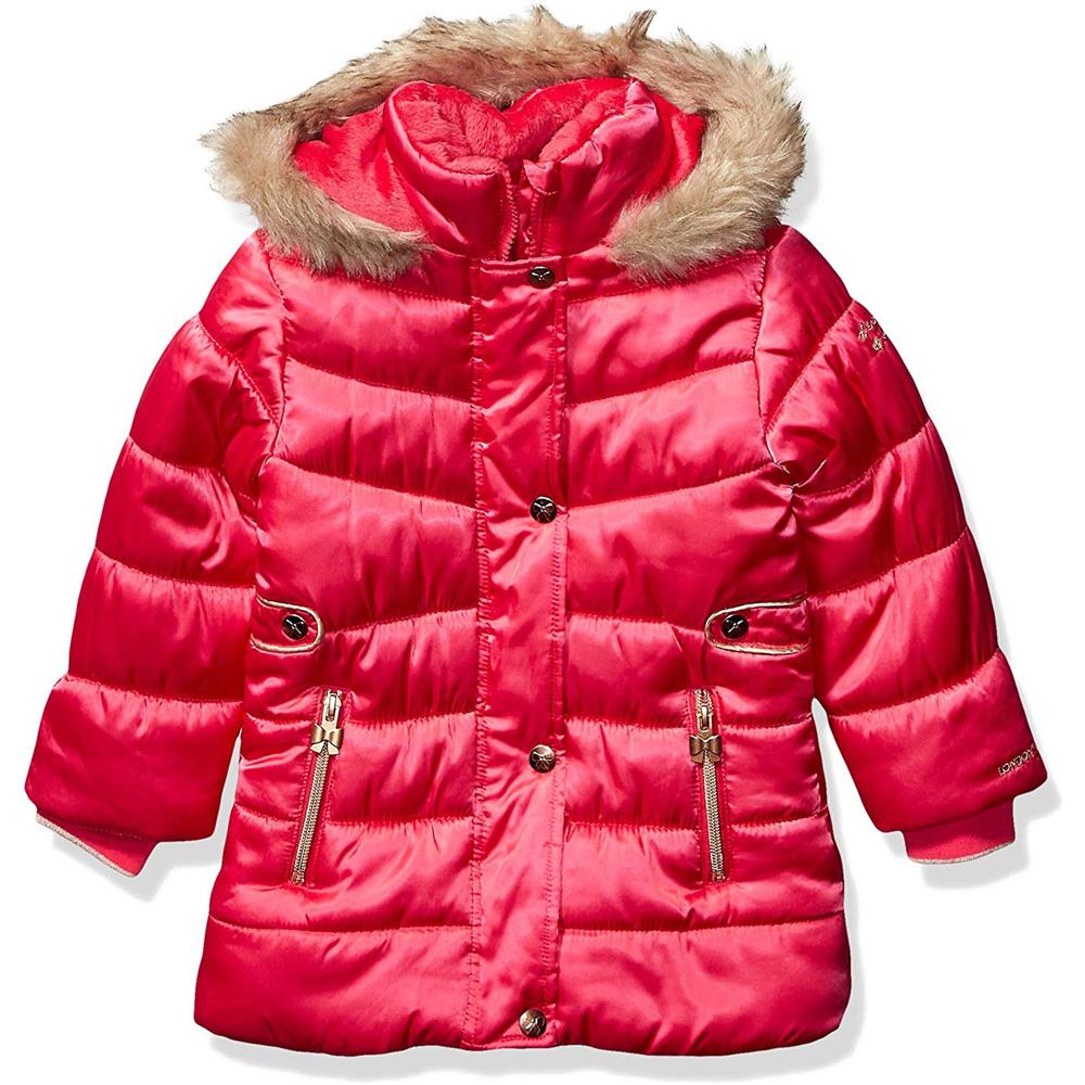 London Fog Girls Fur Satin Parka