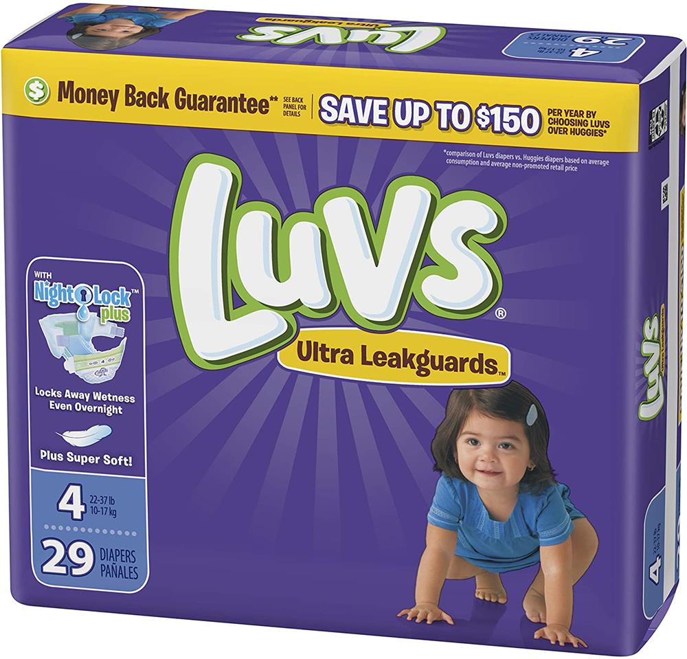 Luvs Triple Leakguards Diapers Size 4, 29 Count