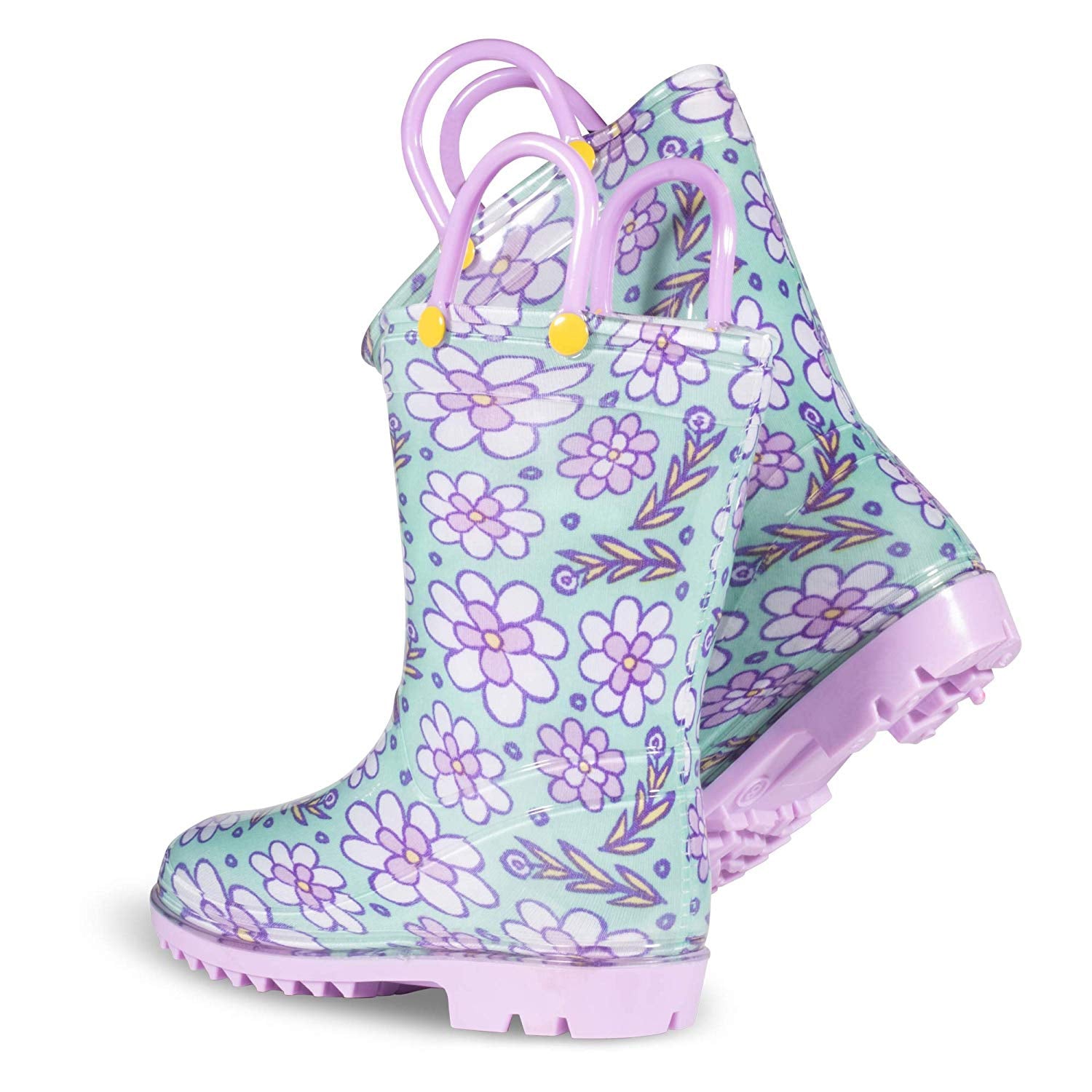 Lilly Of New York Girls 11-3 Floral Mint Rainboot