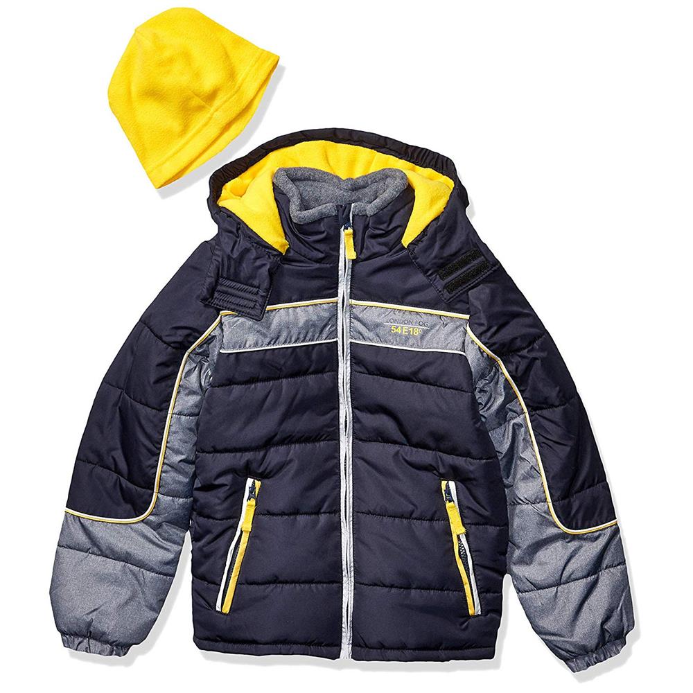 London Fog Boys Chest Stripe Jacket with Hat