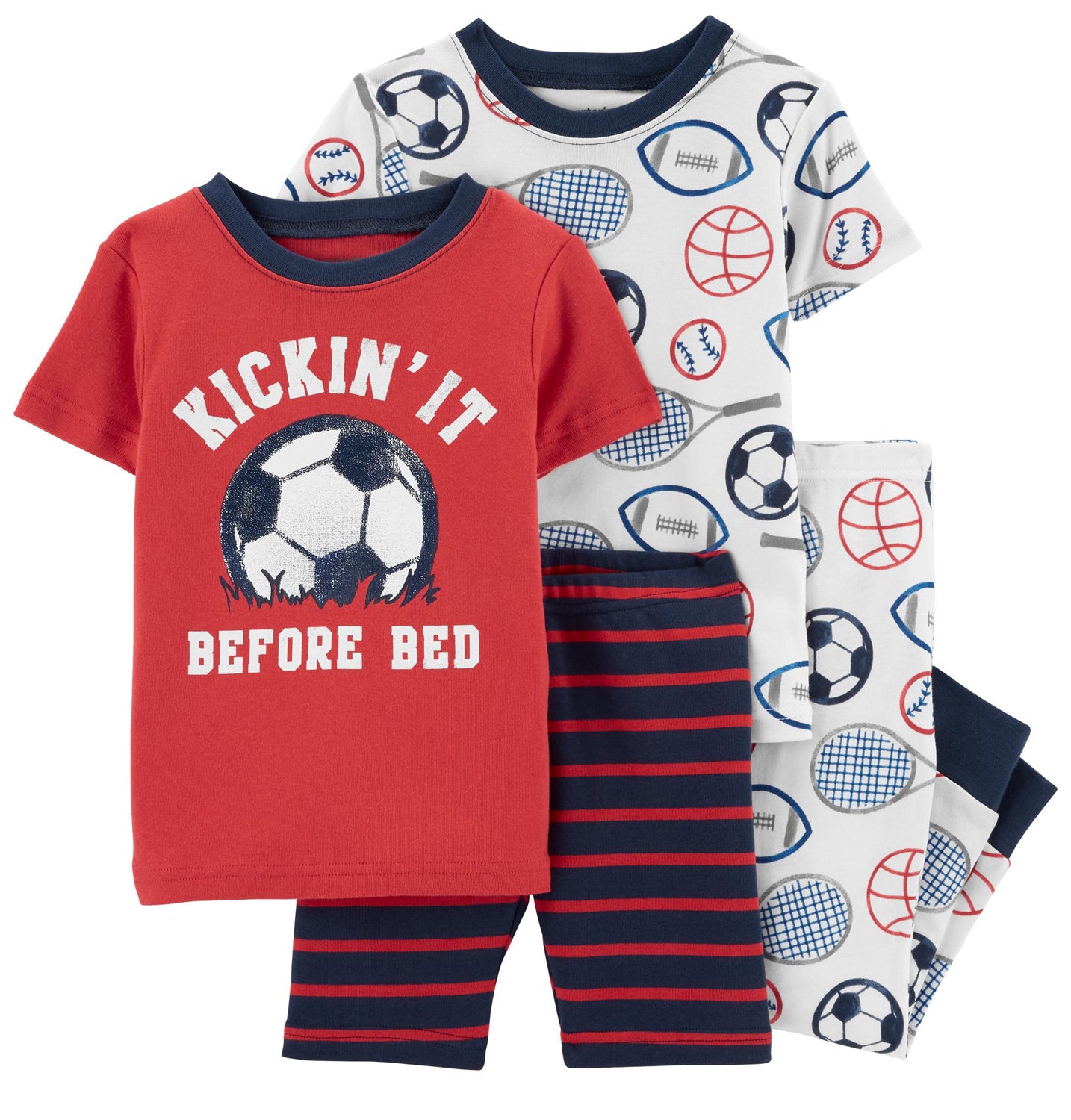 Carters Boys 2T-4T 4-Piece Soccer 100% Snug Fit Cotton PJs