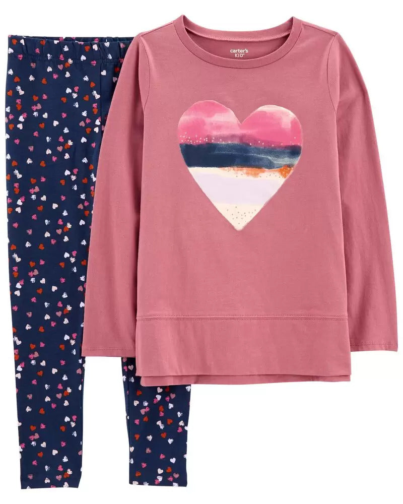 Carters Girls 4-7 2-Piece Heart Tee & Legging Set