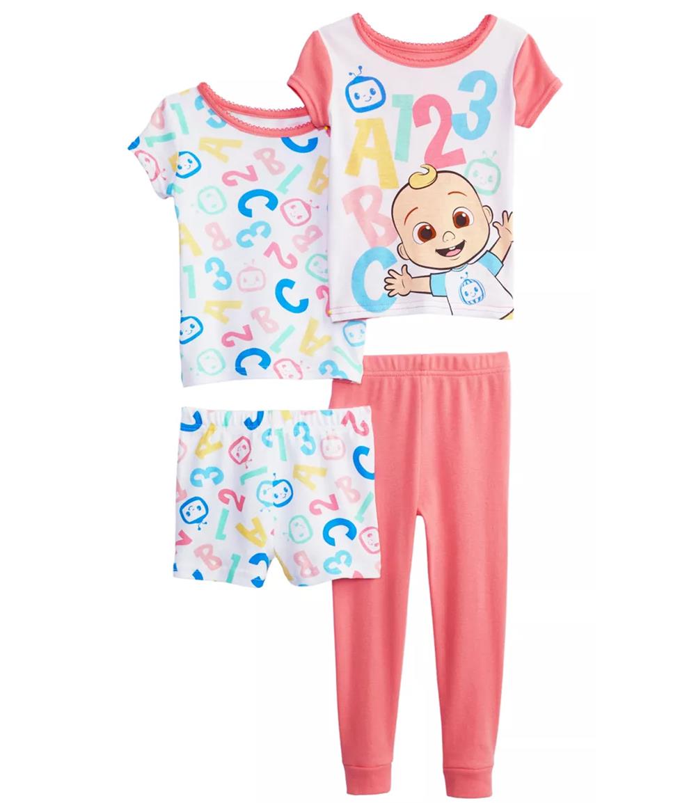 Cocomelon Girls 2T-4T 4-Piece Cotton Pajama Set