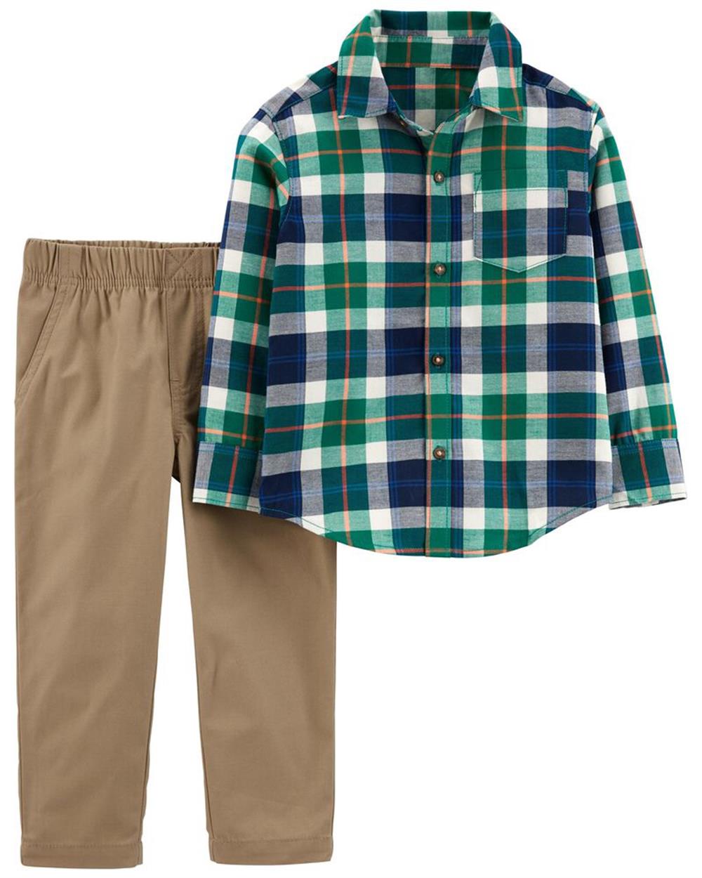 Carters Boys 2T-4T Plaid Woven Pant Set