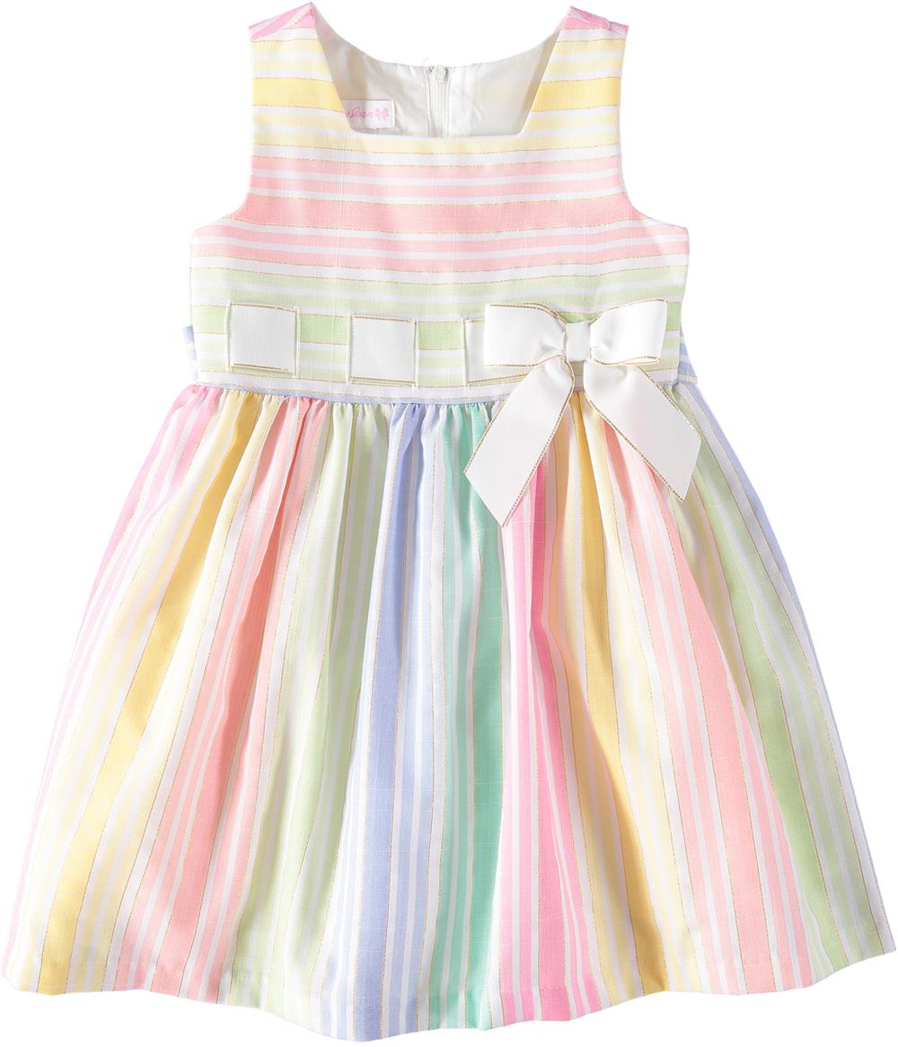 Bonnie Jean Girls 2T-4T Stripe Bow Linen Dress