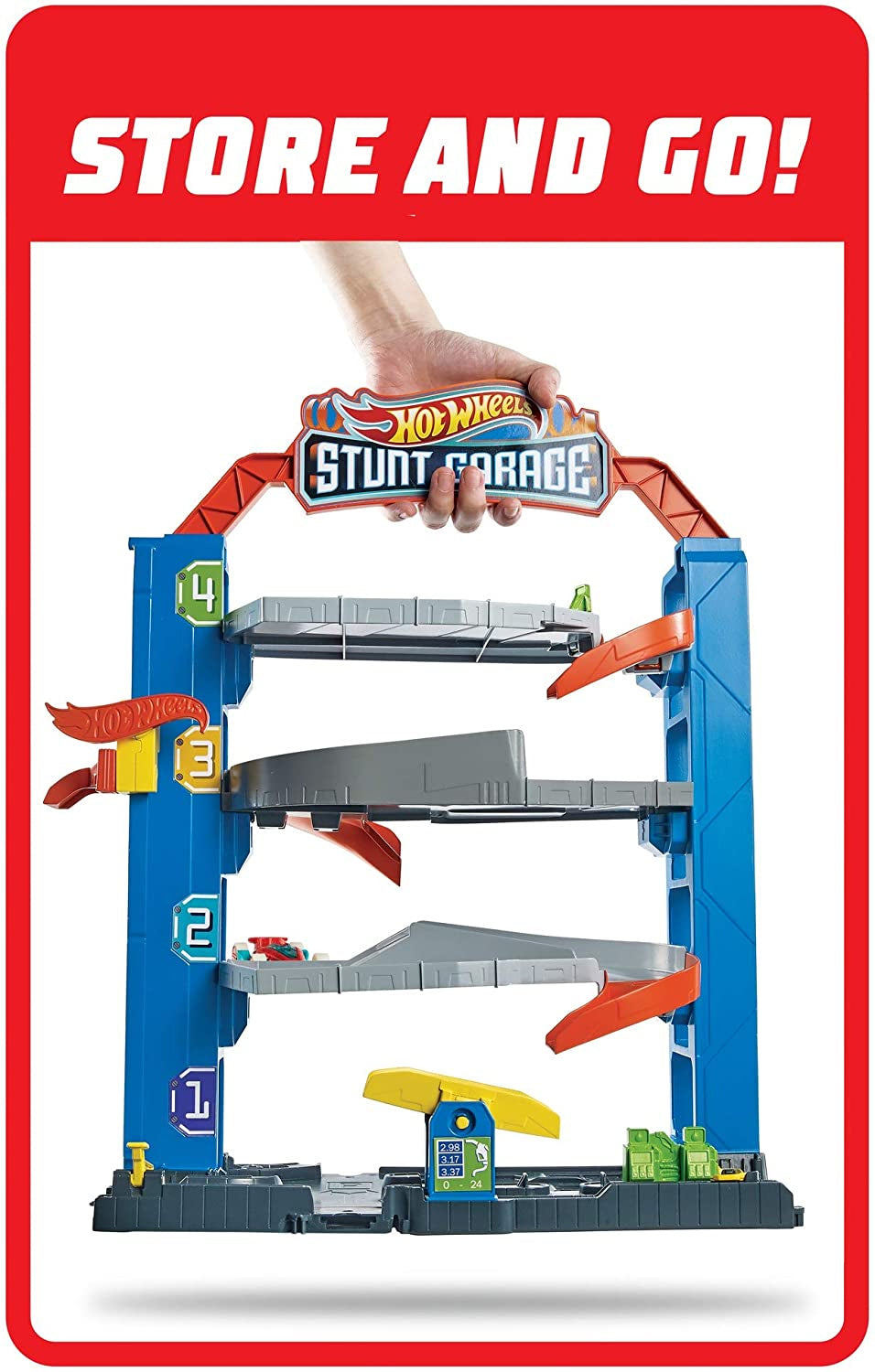 Hot Wheels City Stunt Garage Play Set w/ Elevator to Upper Levels Connects to Other Sets