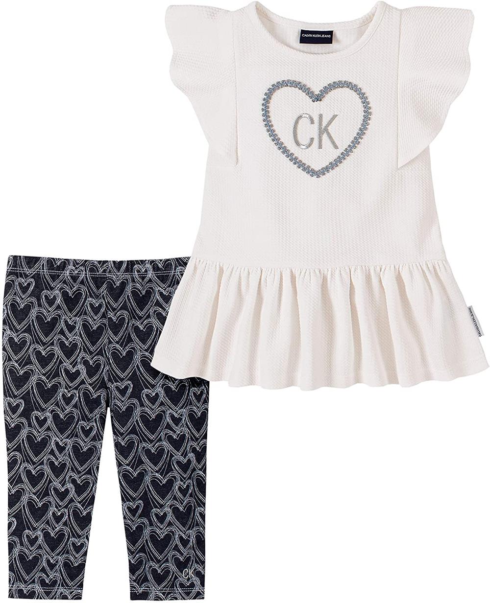 Calvin Klein Girls 12-24 Months Heart Peplum Legging Set