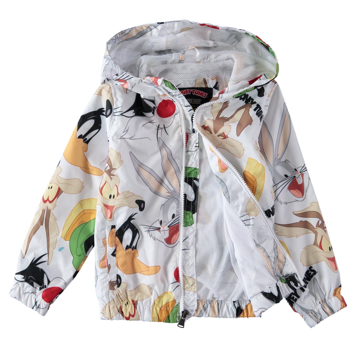 Members Only 2-16 Looney Tunes Zip-Up Hooded Windbreaker Jacket