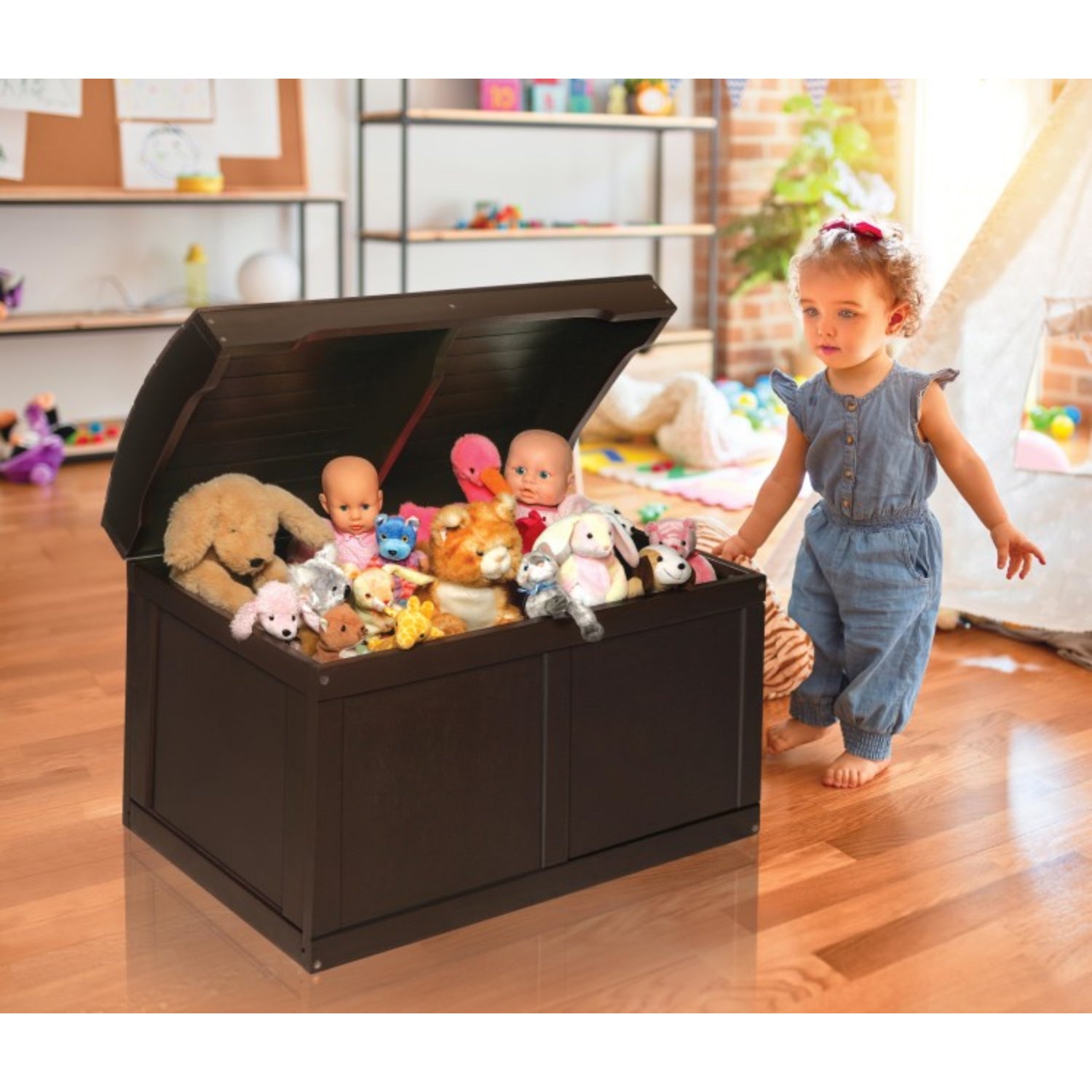 Badger Basket Hardwood Barrel Top Toy Chest – Espresso