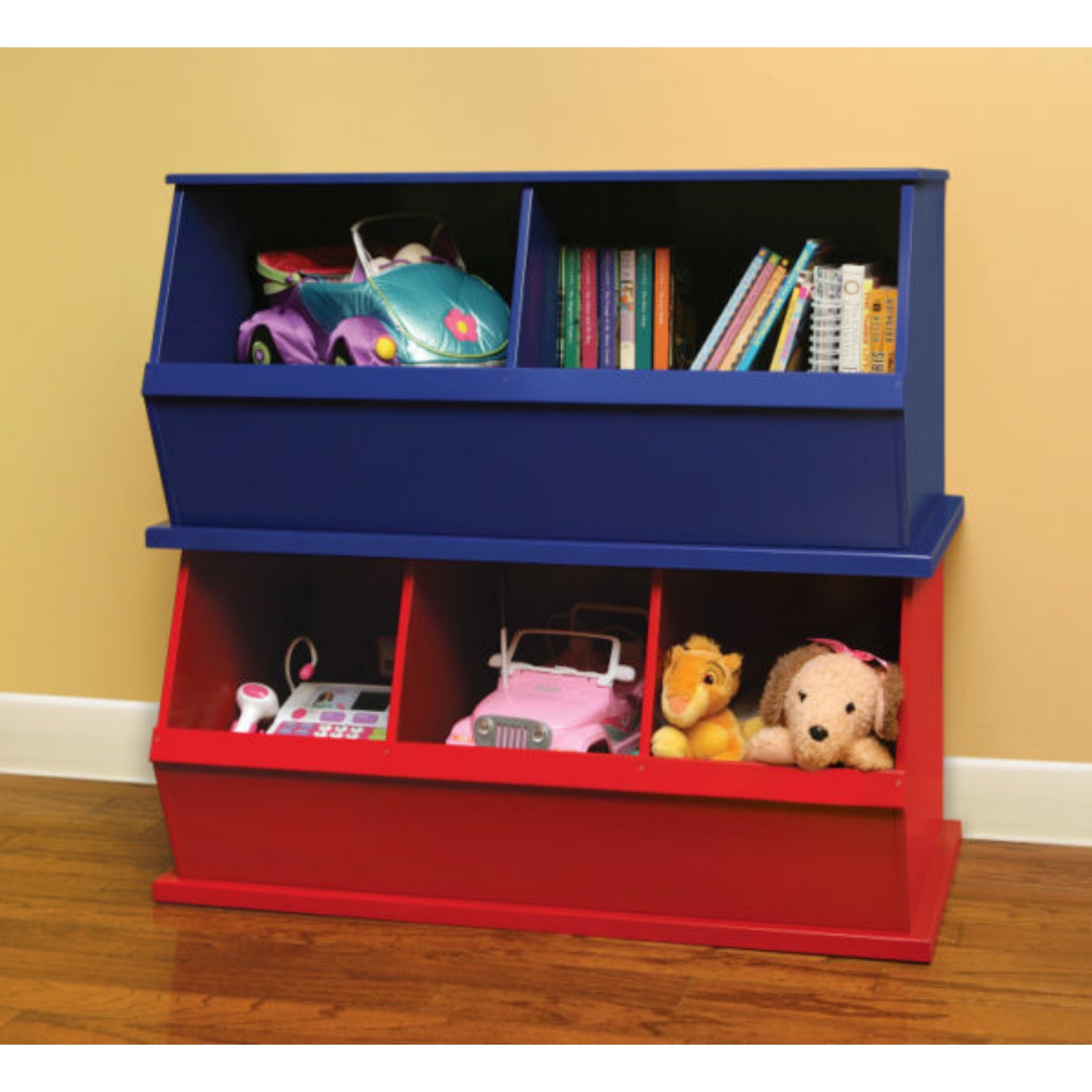 Badger Basket Three Bin Stackable Storage Cubby – Red