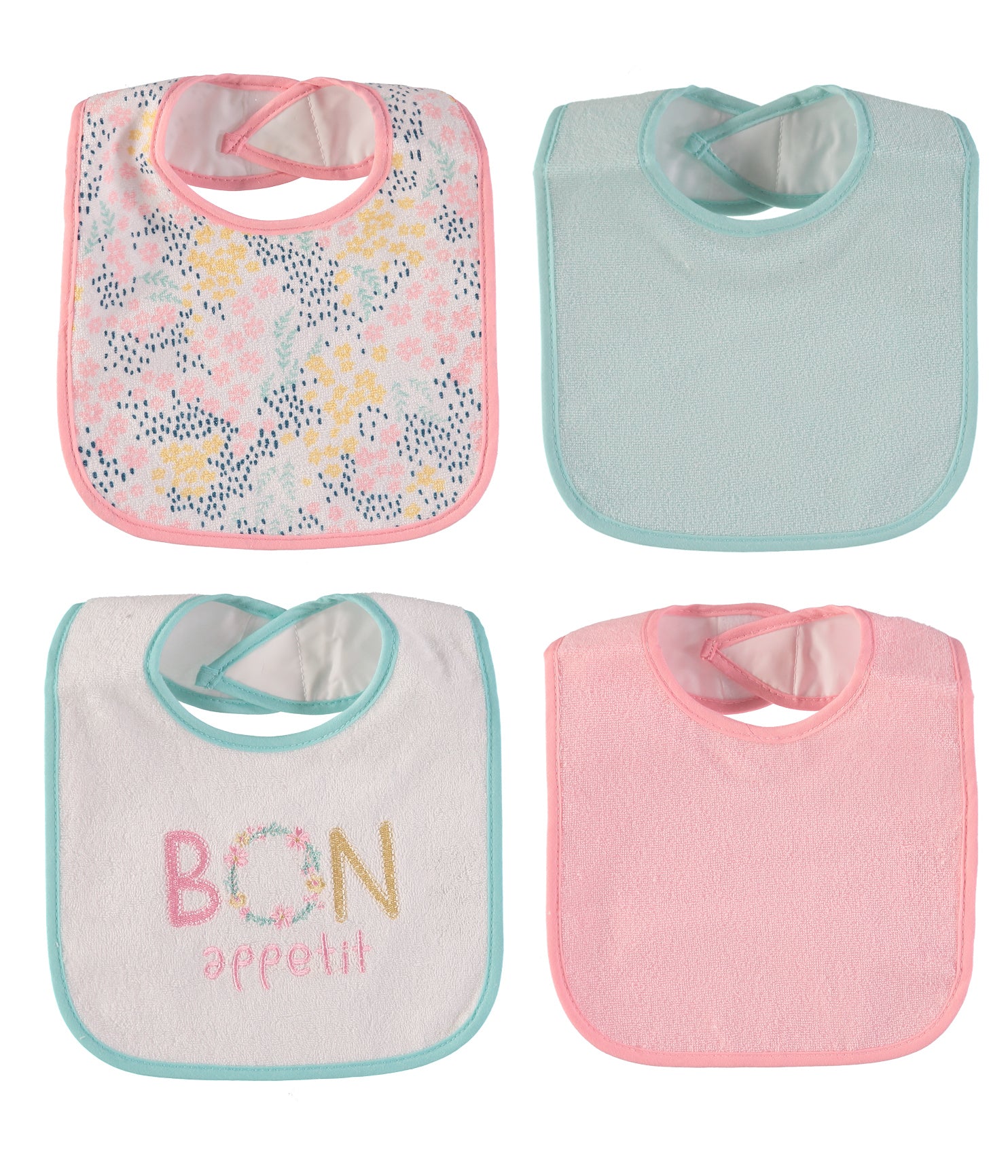 Bon Bebe Baby Girls 7-Pack Bibs with Waterproof Backing