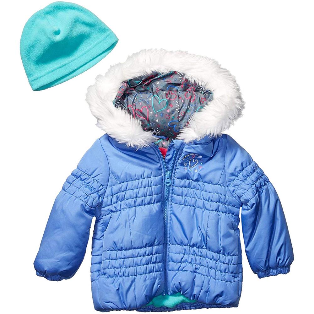 London Fog Girls 2T-4T Chest Heart Bubble Jacket Hat