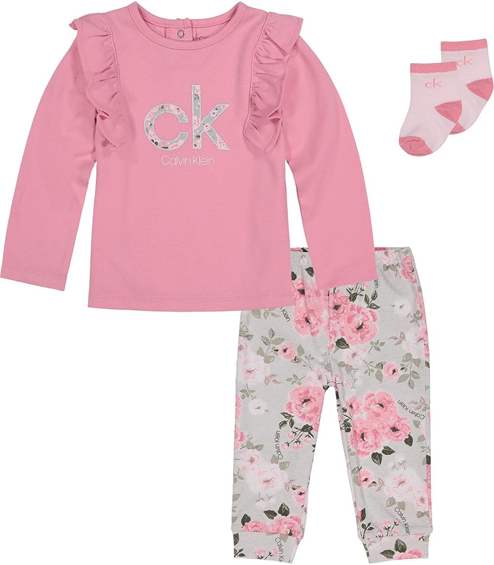 Calvin Klein Girls 0-9 Months 3-Piece Floral Legging Set