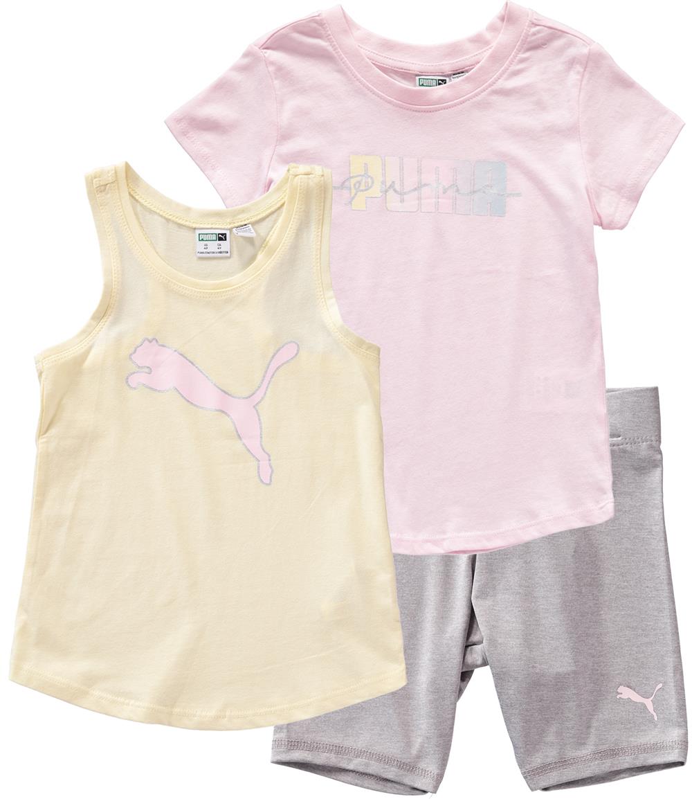 PUMA Girls 2T-4T T-Shirt, Tank and Short 3-Piece Set